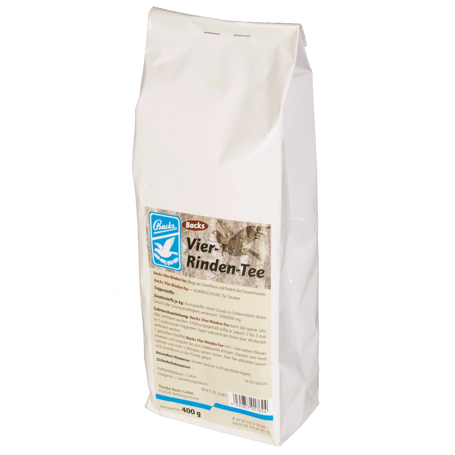 Backs - Vier-Rinden-Tee - Nahrungsergänzung Für Tauben - 400g 1 Backs - Vier-Rinden-Tee - Nahrungsergänzung Für Tauben - 400g