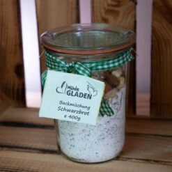 "Schwarzbrot" Mit Nüssen & Mandeln Im Glas - Weizenmischbrot-Backmischung 400g